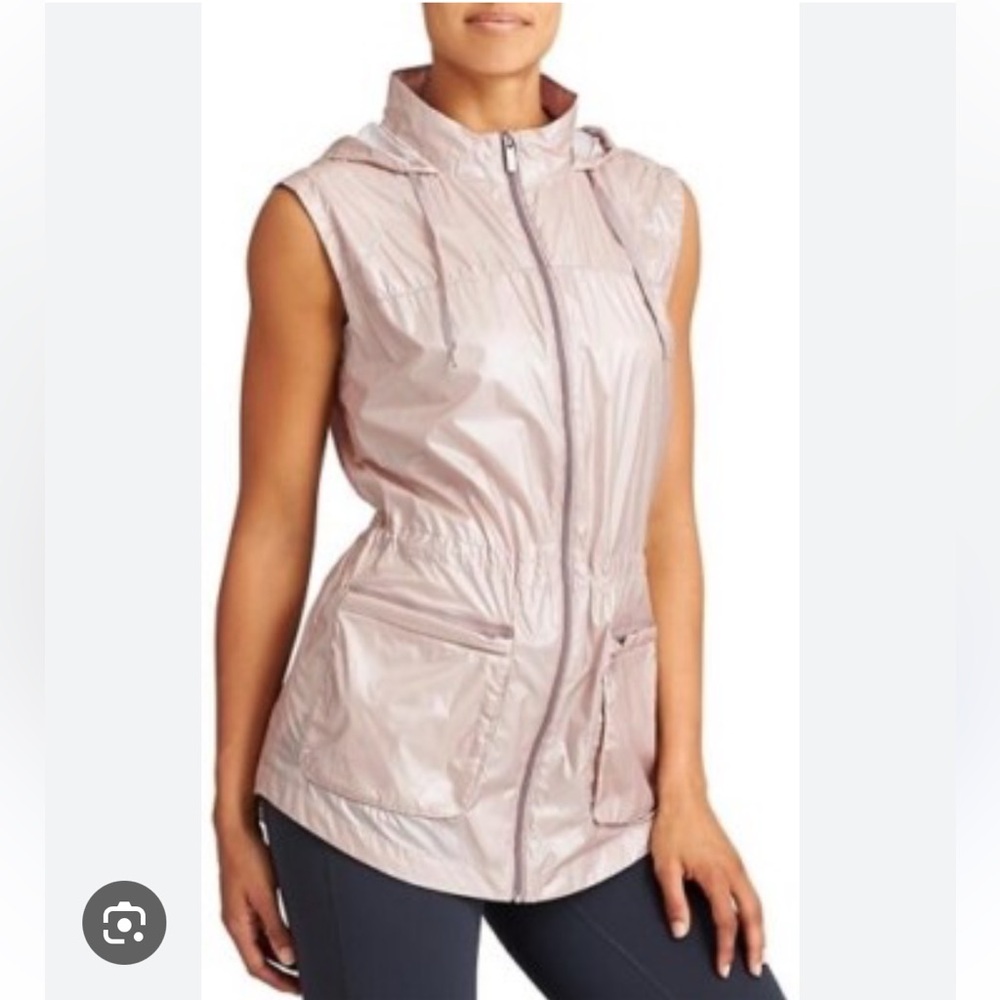 Athleta Inspire Pink Shimmer Sleeveless Jacket Vest